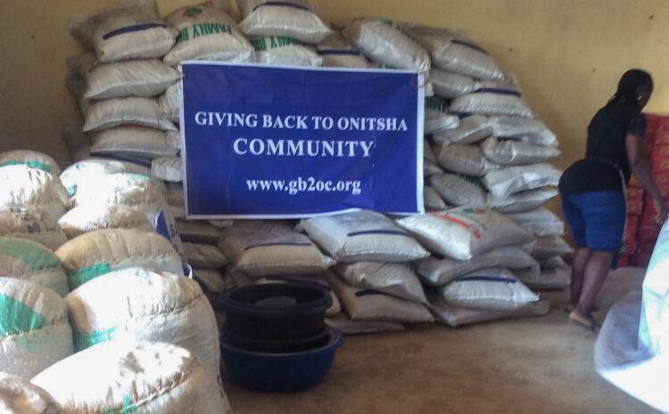 Bags of rice and beans to be distributed at our annual food distribution 2021