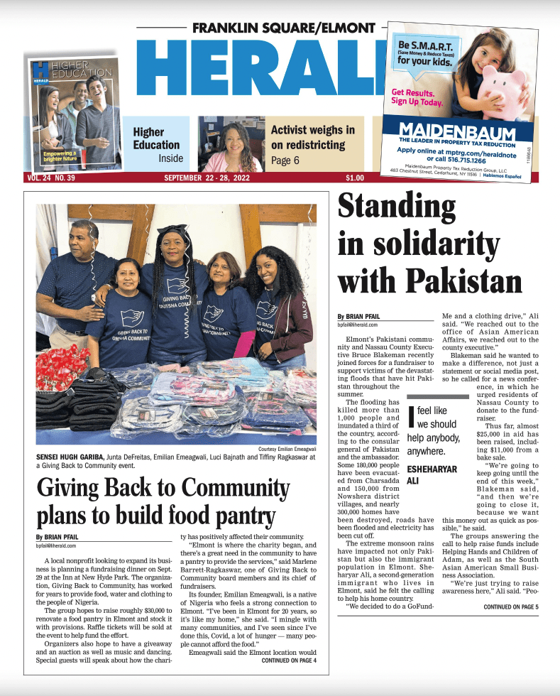 HERALD PUBLICATION : GIVING BACK TO COMMUNITY PLANS TO BUILD FOOD PANTRY
